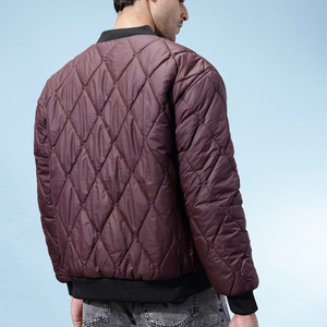 <b>Men's</b> Black Puffer <b>Jacket</b> Windproof Zipper Closure Casual Solid Color Polyester Filling Autumn Wear bomber varsity quilted - Product Image 4