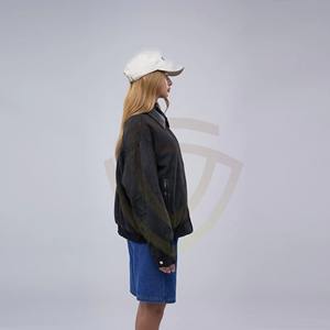Veste en daim pour femme avec col rabattu, fermeture éclair sur le devant, vêtement d'extérieur tendance, veste en daim décontractée à la mode - Product Image 5