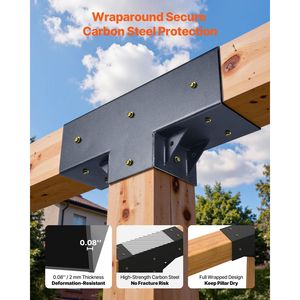 Kit de 4 piezas para pergola en forma de T, bricolaje, con tornillos de 3 vías para soporte de gazebo de 4x4 (tamaño real 3.5x3.5 pulgadas) para pabellón, pérgola, gazebo - Product Image 4