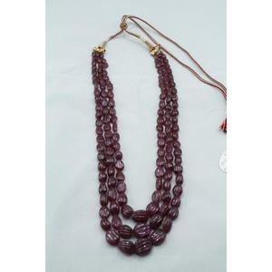 <b>Ruby</b> Oval Beads 3 Strand <b>Necklace</b> Stone Jewelry Red Color For <b>Necklace</b> Making - Product Image 6