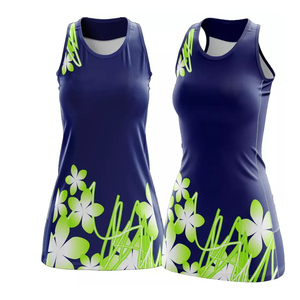 Tenue de netball sur mesure pour adultes et enfants, sans manches, design Aline, impression numérique intégrale, matière polyester, bavoir inclus - Product Image 1