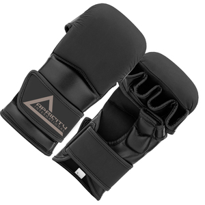 High Quality MMA Boxing Gloves Black Color Genuine Leather Adjustable <b>Hook</b> & Loop Closure Lightweight UV Protection Unisex Adult - Product Image 4