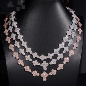 Conjunto de Collar de Trébol de Moissanita de Lujo, Joyería Hip Hop con Incrustaciones de Diamantes VVS, Cadena con Brillo de Diamante en Oro Rosa y Plata - Product Image 4