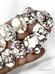 Pierre précieuse naturelle de cheval sauvage, cabochon, formes et tailles variées, environ 20 à 30 mm - Product Image 5