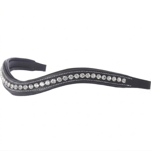 Diadema de cuero acolchada para caballo, con cristales de turquesa y diamantes incrustados, duradera, cosida en blanco, con canal vacío, en talla full cob. - Product Image 3