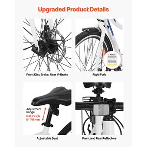 Lightweight Aluminum <b>Frame</b> Hybrid <b>Bike</b> 700c Wheel Commuter B for Men and Women Urban City Step Adult Urban Bicycle - Product Image 4