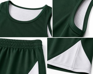 Ensemble débardeur et short de basket-ball vert unisexe, vêtements de sport respirants et à séchage rapide pour adultes - Product Image 2