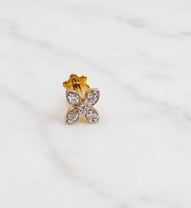 Piercing de Nariz de Oro Sólido de 14K con Diamante Cultivado en Laboratorio, Corte Redondo, Certificado IGI, para Cartílago, Tragus, Daith - Product Image 1