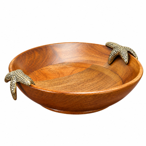Tazón de Madera Vintage para Servir con Asas de Estrella de Mar Metálicas, Ecológico, Grande, para Ensaladas y Frutas, para Hotel, Restaurante, Vajilla para el Hogar - Product Image 1