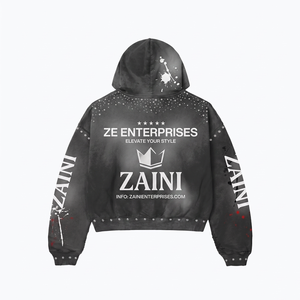 Sudadera con Capucha para Hombre, 350 GSM, Premium, 100% Algodón, Lavado Ácido, Corte Holgado, Ecológica, Negra y Gris, para Serigrafía y Bordado - Product Image 2