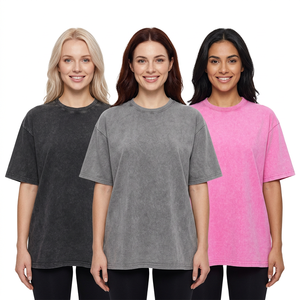 T-shirt surdimensionné pour femmes grandes tailles, couleur unie, coton, col rond, manches courtes, style jersey lavé, vêtements décontractés pour adultes - Product Image 1