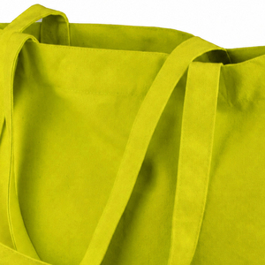 Sac en coton respirant de style simple avec longues poignées en corde, couleur jaune unie, rayé, sac à main réutilisable - Product Image 5