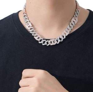Luxury <b>Iced</b> <b>Out</b> Geometric Link <b>Chain</b> Necklace VVS Moissanite Diamond Hip Hop Jewelry for Men Unisex Premium Statement Style - Product Image 1
