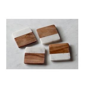 Posavasos antiadherente de madera y mármol para el hogar, posavasos de madera de aspecto único, para té, para hotel y restaurante - Product Image 1