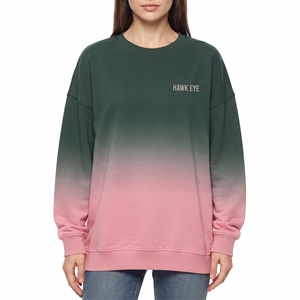 Sweat-shirt dégradé ombré pour femme, deux tons, en molleton de coton brossé, col rond, manches longues, pull décontracté et chaud - Product Image 5