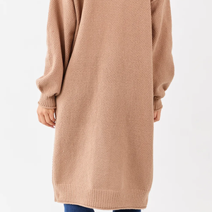 เสื้อคลุมคาร์ดิแกนไหมพรมเนื้อนุ่มแบบหนา  ผ้าวูล/แคชเมียร์  ทรงยาว  โอเวอร์ไซส์  มีกระเป๋าปะ  สำหรับใส่ซ้อนกัน  ลายทอแบบ Winter Latte - Product Image 5