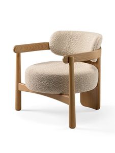 Modern Upholstered <b>Armchair</b> with Wood Frame Fabric Seat <b>Scandinavian</b> Design Living Room Furniture - Product Image 1