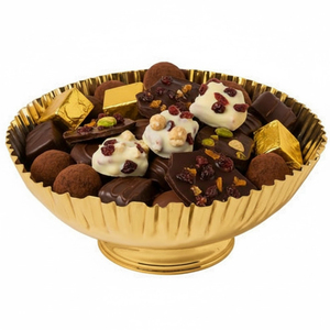 Tazón de Metal Dorado Acanalado para Chocolate, Tazón de Acero Inoxidable para Servir Dulces, Frutos Secos, Bocadillos, Centro de Mesa para Bodas, Decoración - Product Image 1