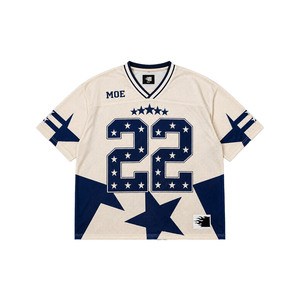 เสื้อฟุตบอลวินเทจแบบยูนิเซ็กซ์สั่งทำได้ บริการ OEM เสื้ออเมริกันฟุตบอลผ้าตาข่ายพร้อมโลโก้ปัก เสื้อยืด - Product Image 1