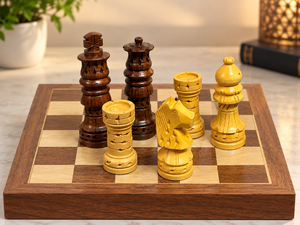 Jeu d'échecs en bois, pièces d'échecs colorées, jeu de société de stratégie classique, échiquier en bois de qualité supérieure, jeu éducatif familial - Product Image 5