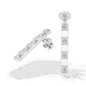 Round Cut Moissanite Vertical Bar Drop <b>Earrings</b> 925 Sterling Silver GRA Certified Luxury <b>Fine</b> Jewelry for Women Wedding Party - Product Image 1