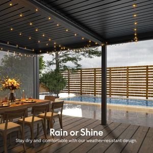 Tenda a Lamelle Motorizzata da Esterno con Luci LED e Telecomando per Patio, Giardino, Pergola e Gazebo - Product Image 5