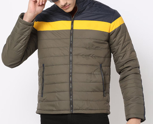 Chaqueta de Invierno para Hombre, Negra, Cuello Alto, Corte Regular, Cierre de Cremallera, Estilo Casual, Color Sólido, Relleno de Poliéster, Transpirable - Product Image 3