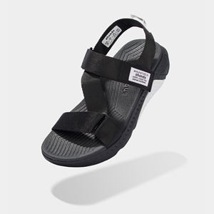 Open Toe Hook & Loop Closure Lightweight EVA Midsole Black Straps and White Accents Casual Cross-Strap Sandals with - Product Image 6