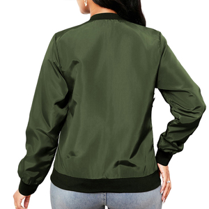 <b>Women</b> Classic Bomber Jacket Comfortable Long Sleeve <b>Zip</b> Up Casual Outerwear Ladies Bomber jackets for Winter Daily Use - Product Image 2
