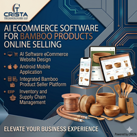 Logiciel IA pour le commerce électronique, conception de sites web, vendeur de produits en bambou, application mobile Android, WordPress, Shopify, logiciel ERP CRM IA