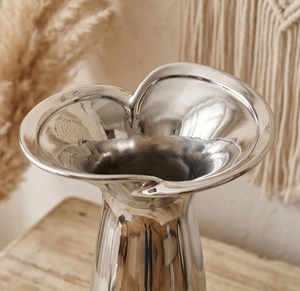 Vase de table en céramique électroplaqué argenté, design scandinave moderne, pour arrangements floraux, salon, salle à manger - Product Image 3
