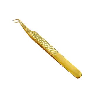 Pinzas para Pestañas en Forma de L Doradas Personalizadas, Herramienta de Extensión de Pestañas Clásica de Precisión, Pinzas Profesionales de Acero Inoxidable - Product Image 1