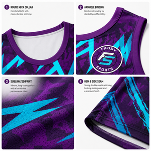 Maillot de basket personnalisé sans manches, sublimation, tenue d'équipe, marque privée, vêtements de sport, maillot sur mesure, fabricant OEM - Product Image 3