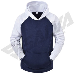 <b>Men's</b> Navy White Hooded Tracksuit Set Color Blocking Knitted Sweatshirt And <b>Pants</b> With Drawstring Autumn Wear - Product Image 2