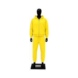 Custom Yellow Tracksuit Men <b>Full</b> <b>Zip</b> <b>Hoodie</b> Jogger Pants Set Plain Casual Sportswear Gym Training Streetwear Wholesale Athletic - Product Image 1