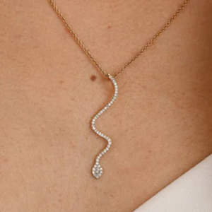 18K Yellow Gold Diamond Serpent Snake Pendant with VVS2 Clarity - Product Image 3
