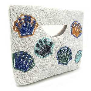 กระเป๋าทรงสี่เหลี่ยมทำมือพร้อมงานปักลายเปลือกหอยประดับลูกปัด - Product Image 2