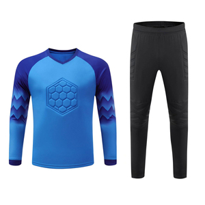 Custom Soccer Goalkeeper Kit Long Sleeve V-<b>neck</b> Moisture-Wicking Breathable Jersey Set <b>Padded</b> Polyester Elastic Waist Unisex - Product Image 3
