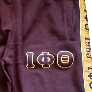 Iota Phi Theta <b>Brown</b> Tapered <b>Joggers</b> 1963 Stripe Greek Apparel Fraternity Sweatpants Premium Athletic Fit Stylish - Product Image 2