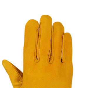 Custom Soft Goatskin Leather Mens <b>Driver</b> <b>Gloves</b> Anti Slip Breathable Anti-Cut Anti-Freeze Custom Logo Yellow Work <b>Gloves</b> for - Product Image 3