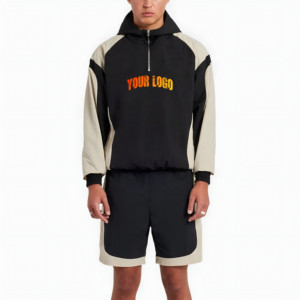 OEM/ODM Custom Made 100% Cotton Eco-Friendly Breathable Men's High Quality Quarter-Zip Color Panel Set <b>Printed</b> Solid OEM - Product Image 4
