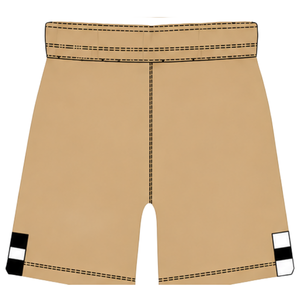 Shorts de rugby beige et noir à taille élastique avec cordon de serrage, rayés, uniforme d'équipe personnalisé, respirant, pour l'entraînement et la performance sportive - Product Image 2