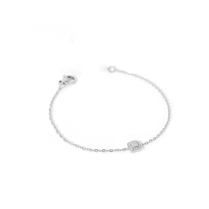 Cadena y Pulseras con Certificación IGI, Elegante Cadena de Eslabones con Diamantes de Laboratorio, Oro Sólido de 14K, Forma Cuadrada, Corte Redondo, Pulsera con Dije, Regalo para Ella - Product Image 2