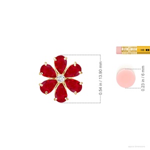 Trendy Pear Cut Natural Diamond & <b>Ruby</b> Gemstone Cluster Flower Pendant <b>Necklace</b> Women 14k 18k Pure Gold Luxury Charm Anniversary - Product Image 2
