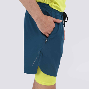 Pantalones cortos deportivos 2 en 1 para hombre, pantalones cortos de gimnasio de secado rápido con diseño de bolsillo con cremallera - Product Image 5