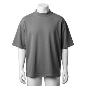 Camisetas de cuello alto para hombre, 230 g/m², de primera calidad, corte holgado, de algodón, manga corta, cuello redondo, para uso diario informal, estilo baggy. - Product Image 1