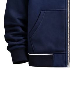 Sudadera con capucha azul marino personalizada para hombre, con cremallera en contraste, de algodón y forro polar, estilo casual urbano, chaqueta de invierno, fabricante personalizado - Product Image 6