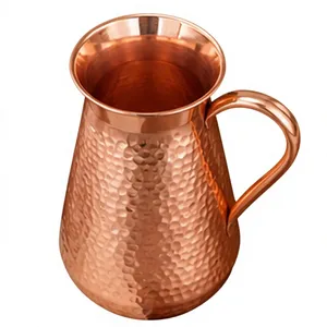 Carafe à eau artisanale en cuivre pur de qualité supérieure, écologique, réutilisable, antimicrobienne, conteneur de stockage d'eau fabriqué par des artisans - Product Image 1