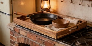 Bandeja de Servicio Rústica de Madera de Acacia Ecológica de Grado Comercial con Asas para Catering y Servicio de Alimentos - Product Image 4