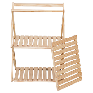 Collapsible Radiata <b>Pine</b> Utility Storage <b>Shelf</b> - PU Coated Floor-Standing Rack for Classroom, Office Use - Product Image 5